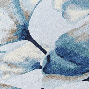 HomeRoots 5' Stylish Sky Blue Botanical Leaves Area Rug - Washable, Durable, Indoor/Outdoor Decor Accent 690724
