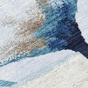 HomeRoots 8' X 10' Stylish Sky Blue and Brown Botanical Leaves Area Rug - Washable for Indoor & Outdoor Use 690726