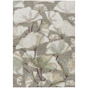 HomeRoots 5' X 8' Washable Botanical Leaves Area Rug - Durable, Stylish Taupe Ivory Beige Design for Indoors & Outdoors 690730
