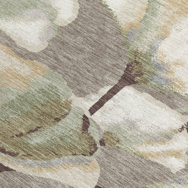 HomeRoots 8' X 10' Botanical Leaves Area Rug - Durable, Washable, Versatile Indoor/Outdoor Decor in Taupe Ivory Beige 690732