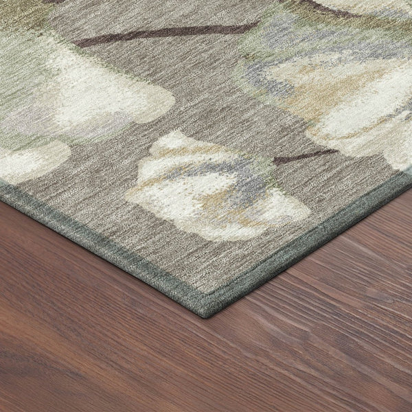 HomeRoots 10' Durable Botanical Leaves Area Rug - Elegant Taupe, Ivory & Beige for Indoor/Outdoor Use 690734