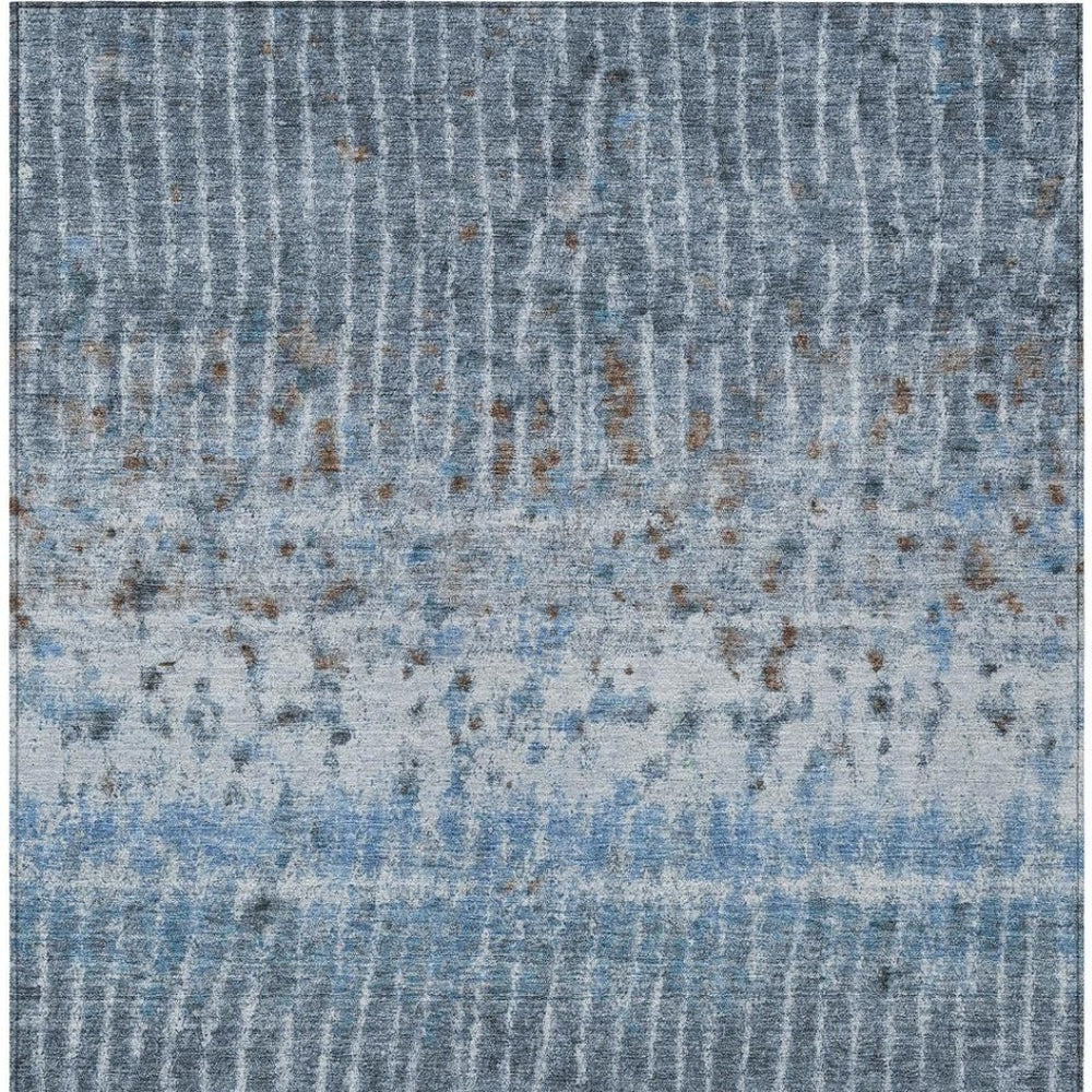 HomeRoots 5' Blue and Green Abstract Washable Area Rug - Stylish Indoor/Outdoor Durable Design for Any Space 690736