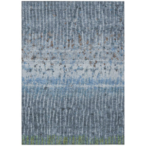 HomeRoots 5' Blue and Green Abstract Washable Area Rug - Stylish Indoor/Outdoor Durable Design for Any Space 690736