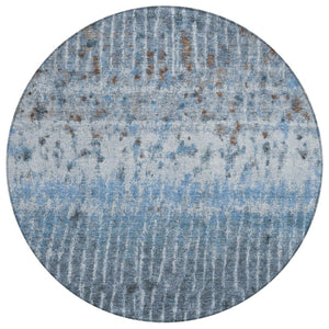 HomeRoots 8' Vibrant Blue and Green Round Abstract Rug - Durable, Washable, Perfect for Indoor & Outdoor Use 690737