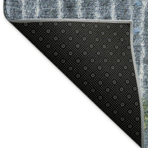 HomeRoots 8' Vibrant Blue and Green Round Abstract Rug - Durable, Washable, Perfect for Indoor & Outdoor Use 690737