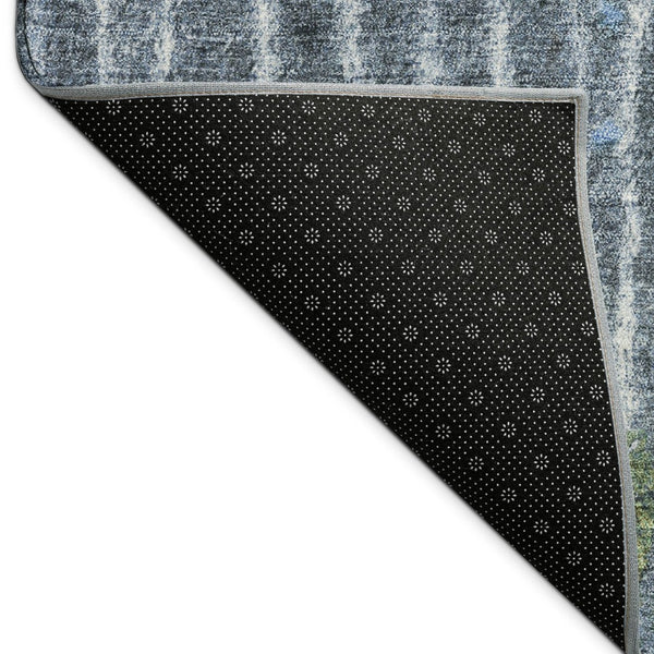 HomeRoots 8' Vibrant Blue and Green Round Abstract Rug - Durable, Washable, Perfect for Indoor & Outdoor Use 690737