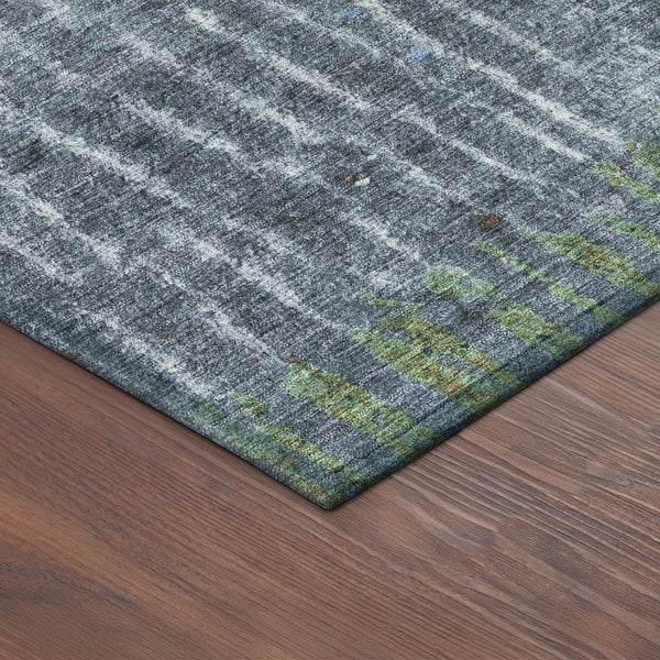 HomeRoots 8' Vibrant Blue and Green Round Abstract Rug - Durable, Washable, Perfect for Indoor & Outdoor Use 690737