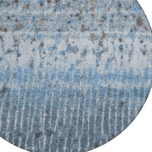 HomeRoots 8' Vibrant Blue and Green Round Abstract Rug - Durable, Washable, Perfect for Indoor & Outdoor Use 690737