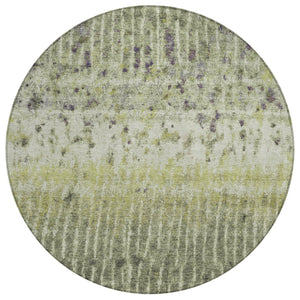 HomeRoots 8' Olive Green & Copper Round Abstract Rug - Stylish, Durable, Washable for Indoor & Outdoor Use 690743