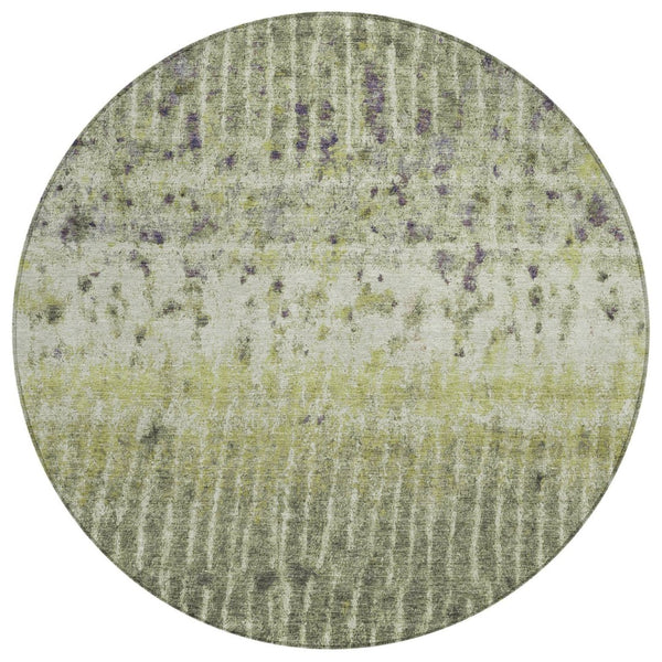 HomeRoots 8' Olive Green & Copper Round Abstract Rug - Stylish, Durable, Washable for Indoor & Outdoor Use 690743