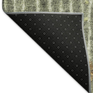 HomeRoots 8' Olive Green & Copper Round Abstract Rug - Stylish, Durable, Washable for Indoor & Outdoor Use 690743