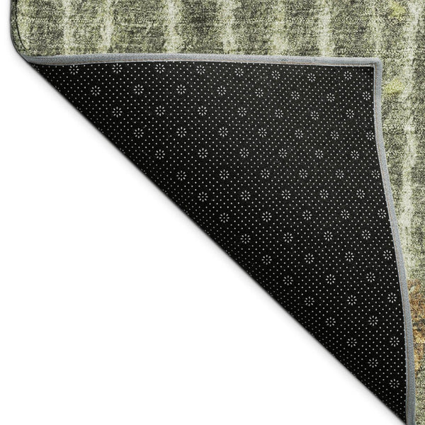 HomeRoots 8' Olive Green & Copper Round Abstract Rug - Stylish, Durable, Washable for Indoor & Outdoor Use 690743