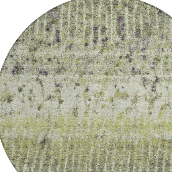 HomeRoots 8' Olive Green & Copper Round Abstract Rug - Stylish, Durable, Washable for Indoor & Outdoor Use 690743