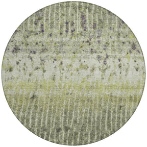 HomeRoots 8' Olive Green & Copper Round Abstract Rug - Stylish, Durable, Washable for Indoor & Outdoor Use 690743