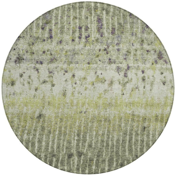 HomeRoots 8' Olive Green & Copper Round Abstract Rug - Stylish, Durable, Washable for Indoor & Outdoor Use 690743