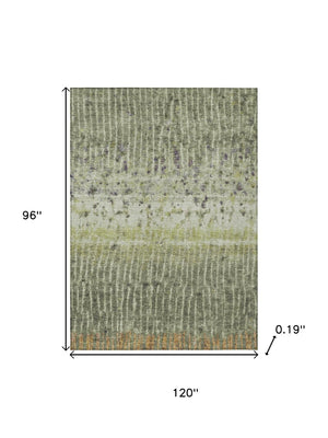 HomeRoots 8' X 10' Olive Green & Copper Abstract Area Rug - Durable, Washable, Stylish for Indoor & Outdoor Use 690744