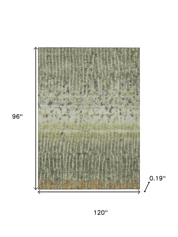 HomeRoots 8' X 10' Olive Green & Copper Abstract Area Rug - Durable, Washable, Stylish for Indoor & Outdoor Use 690744