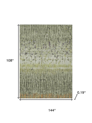 HomeRoots 9' Contemporary Olive Green and Copper Abstract Washable Area Rug for Indoor and Outdoor Spaces 690745