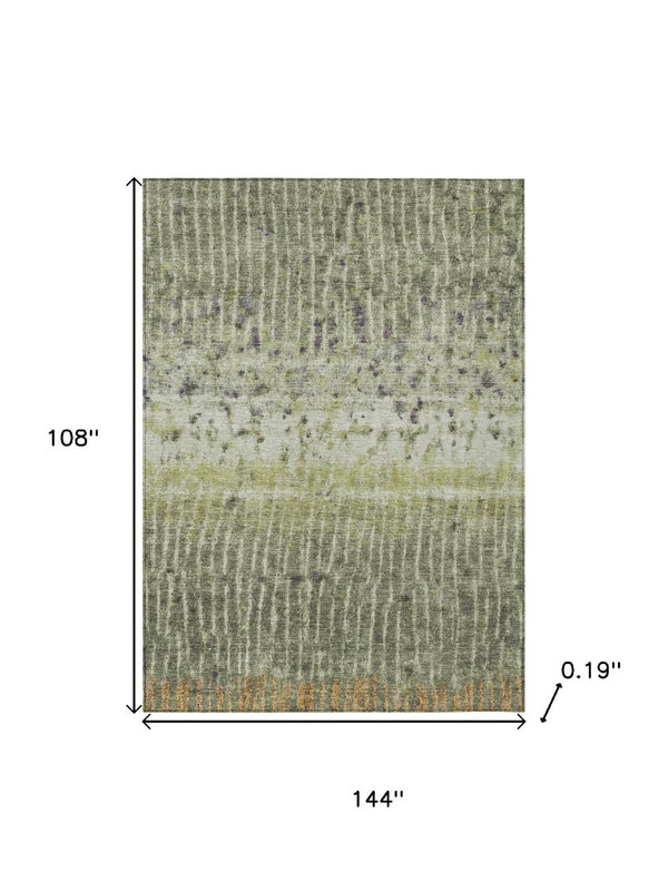 HomeRoots 9' Contemporary Olive Green and Copper Abstract Washable Area Rug for Indoor and Outdoor Spaces 690745