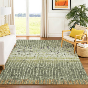 HomeRoots 9' Contemporary Olive Green and Copper Abstract Washable Area Rug for Indoor and Outdoor Spaces 690745