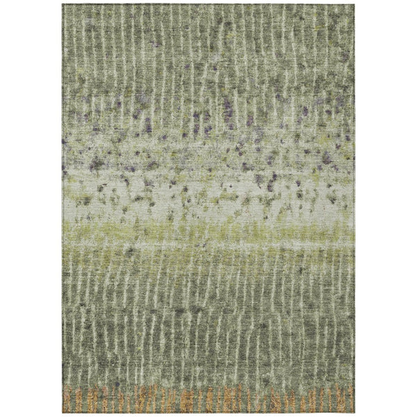 HomeRoots 10' Olive Green & Copper Abstract Washable Area Rug - Durable, Stylish for Indoor & Outdoor Spaces 690746
