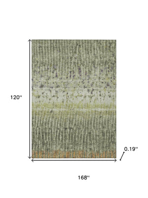 HomeRoots 10' Olive Green & Copper Abstract Washable Area Rug - Durable, Stylish for Indoor & Outdoor Spaces 690746
