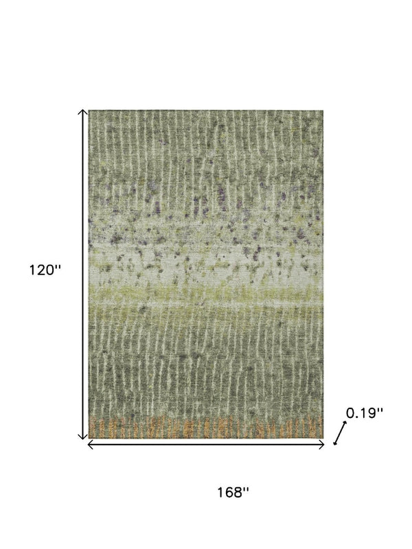 HomeRoots 10' Olive Green & Copper Abstract Washable Area Rug - Durable, Stylish for Indoor & Outdoor Spaces 690746