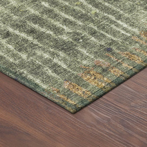 HomeRoots 10' Olive Green & Copper Abstract Washable Area Rug - Durable, Stylish for Indoor & Outdoor Spaces 690746