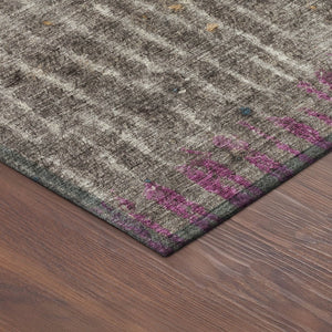 HomeRoots 8' Round Abstract Area Rug in Taupe, Merlot & Copper - Washable, Durable, Indoor/Outdoor Style! 690749