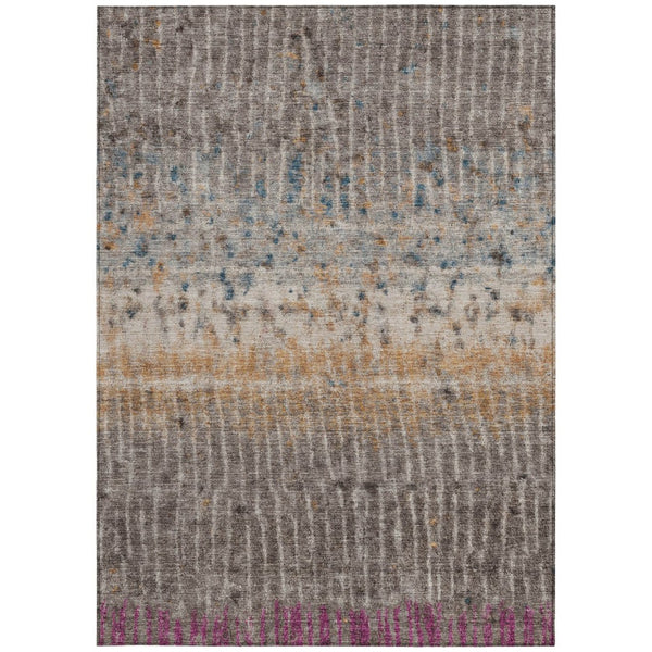 HomeRoots 8' X 10' Stylish Taupe, Merlot & Copper Abstract Area Rug - Washable, Durable for Indoor/Outdoor Use 690750