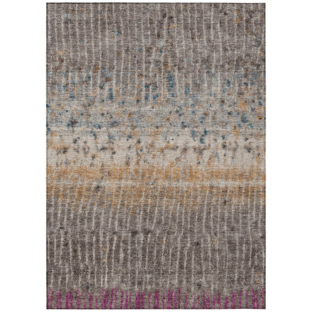 HomeRoots 9' X 12' Taupe Merlot Copper Abstract Area Rug - Stylish, Washable, Durable for Indoor & Outdoor Use 690751