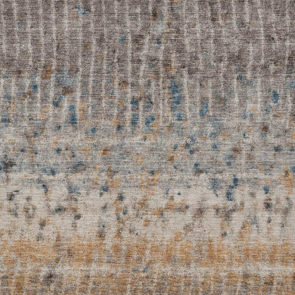 HomeRoots 10' X 14' Abstract Taupe, Merlot & Copper Washable Area Rug for Indoor/Outdoor Versatility & Style 690752