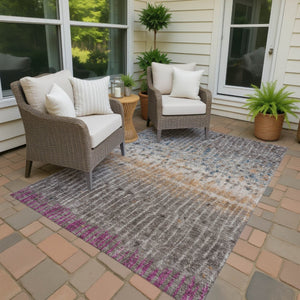 HomeRoots 10' X 14' Abstract Taupe, Merlot & Copper Washable Area Rug for Indoor/Outdoor Versatility & Style 690752