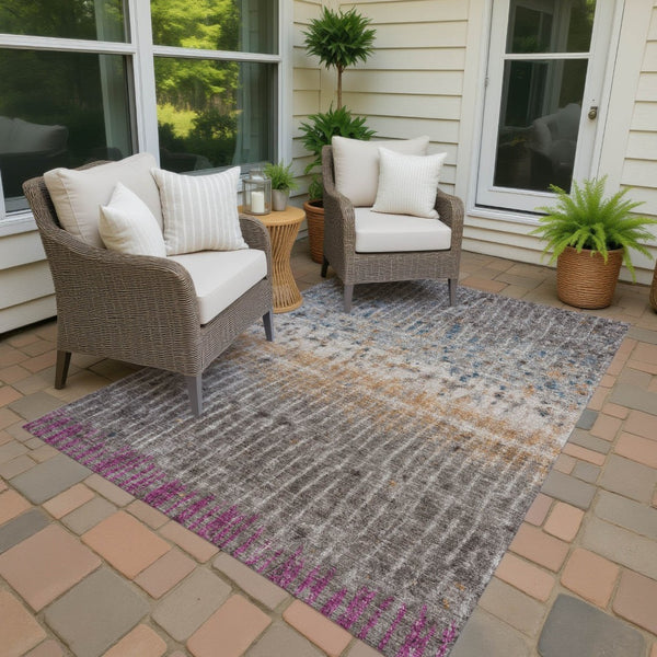 HomeRoots 10' X 14' Abstract Taupe, Merlot & Copper Washable Area Rug for Indoor/Outdoor Versatility & Style 690752