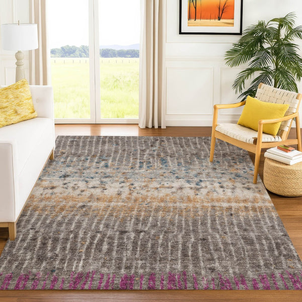 HomeRoots 10' X 14' Abstract Taupe, Merlot & Copper Washable Area Rug for Indoor/Outdoor Versatility & Style 690752