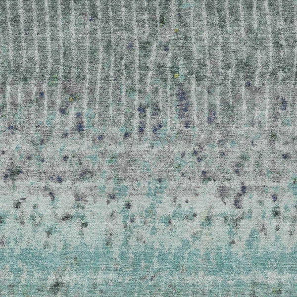 HomeRoots 5' X 8' Teal Blue Gold Gray Abstract Area Rug - Washable, Durable Indoor/Outdoor Modern Design 690754
