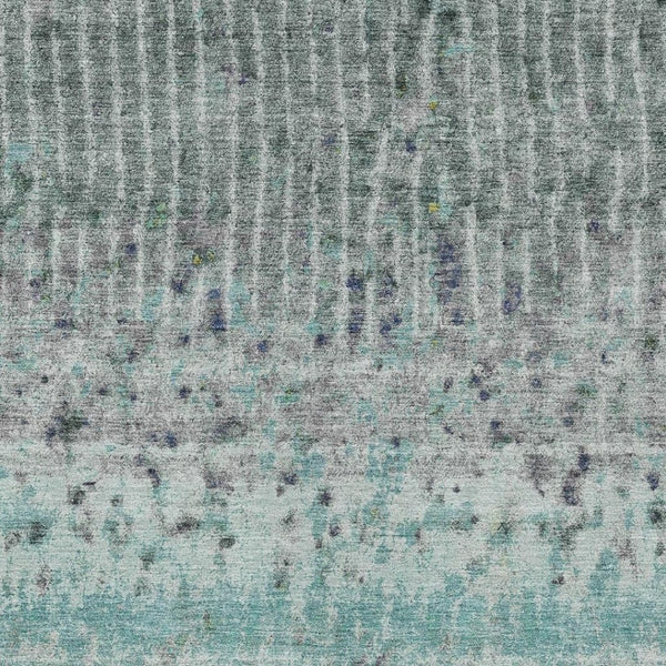 HomeRoots 9' X 12' Abstract Teal Blue Gold Gray Washable Area Rug – Stylish Indoor/Outdoor Durable Design 690757