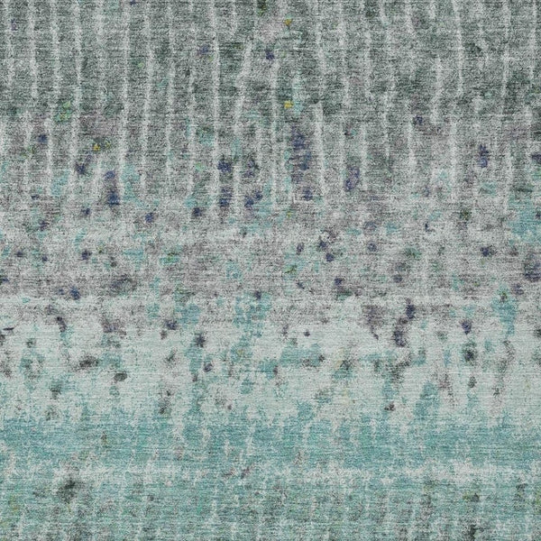 HomeRoots 10' Teal Blue Gold Gray Abstract Washable Area Rug – Durable, Stylish, Indoor/Outdoor Versatility! 690758