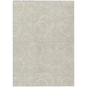 HomeRoots 5' X 8' Beige and Ivory Geometric Area Rug - Washable, Stain-Resistant for Indoor & Outdoor Use! 690760