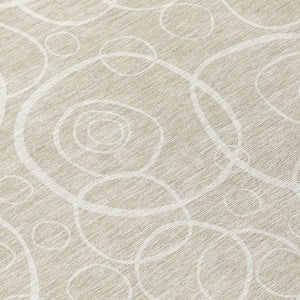 HomeRoots 5' X 8' Beige and Ivory Geometric Area Rug - Washable, Stain-Resistant for Indoor & Outdoor Use! 690760
