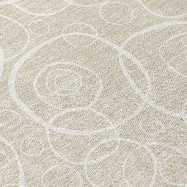 HomeRoots 5' X 8' Beige and Ivory Geometric Area Rug - Washable, Stain-Resistant for Indoor & Outdoor Use! 690760