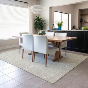 HomeRoots 5' X 8' Beige and Ivory Geometric Area Rug - Washable, Stain-Resistant for Indoor & Outdoor Use! 690760