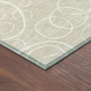 HomeRoots 8' Stylish Beige and Ivory Geometric Round Rug - Washable, Durable for Indoor/Outdoor Spaces, Versatile! 690761