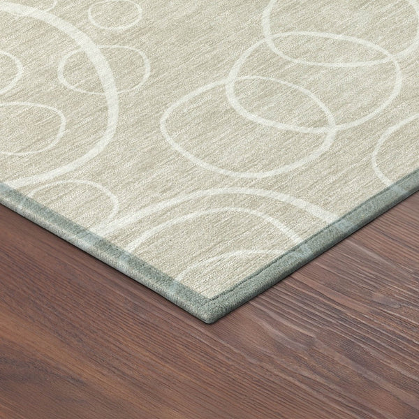 HomeRoots 8' Stylish Beige and Ivory Geometric Round Rug - Washable, Durable for Indoor/Outdoor Spaces, Versatile! 690761