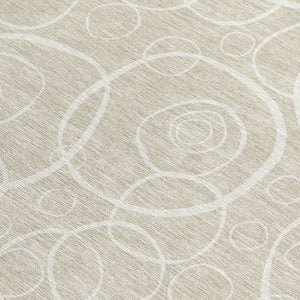 HomeRoots 9' X 12' Beige and Ivory Geometric Area Rug - Stylish, Washable, Durable for Indoor and Outdoor Use 690763