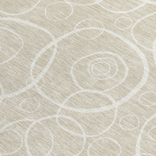 HomeRoots 9' X 12' Beige and Ivory Geometric Area Rug - Stylish, Washable, Durable for Indoor and Outdoor Use 690763