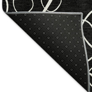 HomeRoots 8' Black And Ivory Round Geometric Rug - Washable, Durable, Stylish for Indoor & Outdoor Spaces 690767