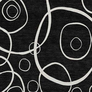 HomeRoots 8' Black And Ivory Round Geometric Rug - Washable, Durable, Stylish for Indoor & Outdoor Spaces 690767