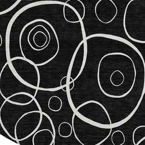 HomeRoots 8' Black And Ivory Round Geometric Rug - Washable, Durable, Stylish for Indoor & Outdoor Spaces 690767
