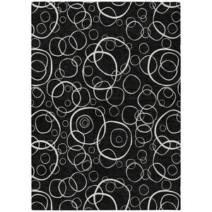 HomeRoots 8' X 10' Stylish Black & Ivory Geometric Rug - Machine Washable, Indoor/Outdoor, Stain-Resistant Design 690768